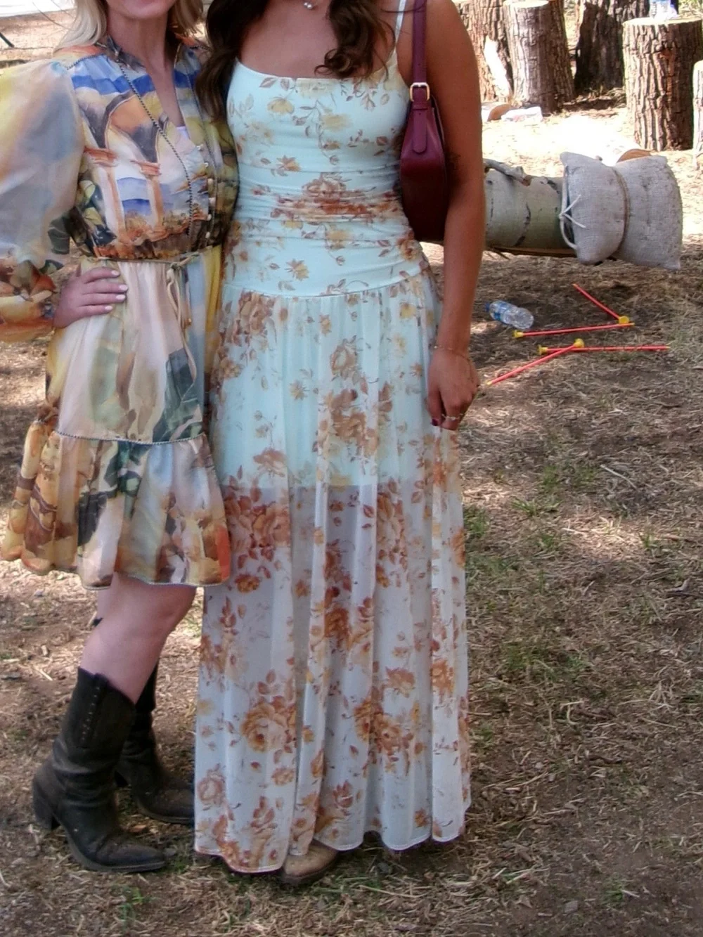 Abercrombie & Fitch Mint and Tan Floral Maxi Dress